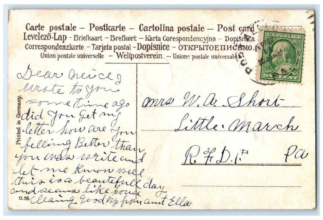 c1910's Easter Greetings Chicks Flowers Embossed Posted Antique Postcard
