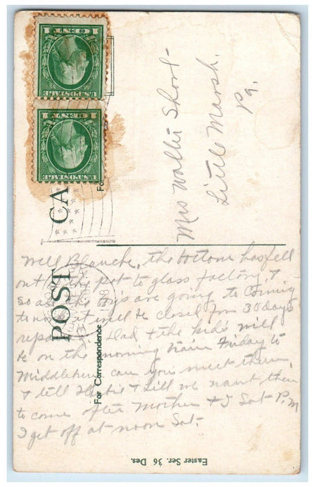 1918 Easter Greetings Bunny Rabbit With Basket Eggs Wellsboro PA Posted Postcard