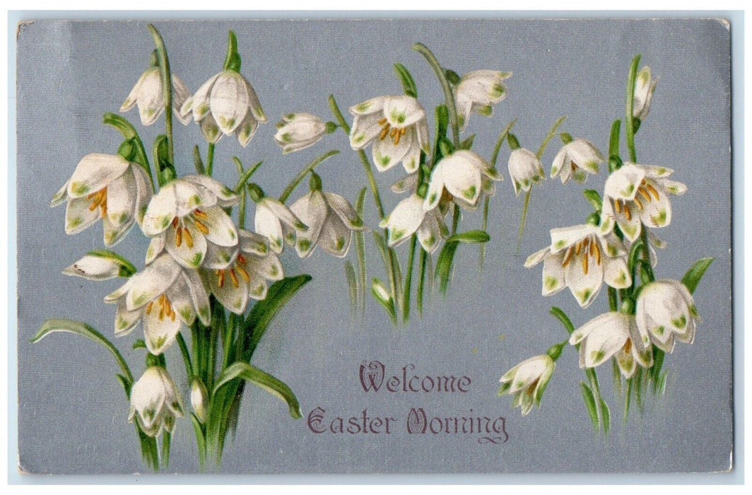 1910 Easter Morning White Flowers Winsch Back New Rochelle NY Antique Postcard