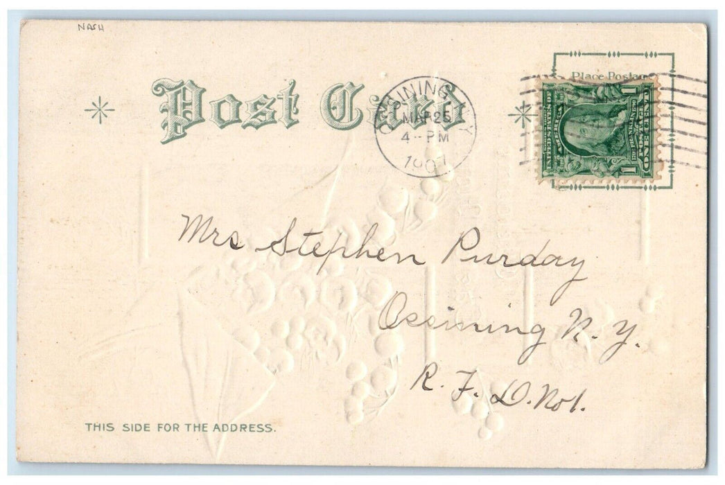 c1905 Easter Morning Holy Cross Flowers Embossed Nash Ossining NY Postcard