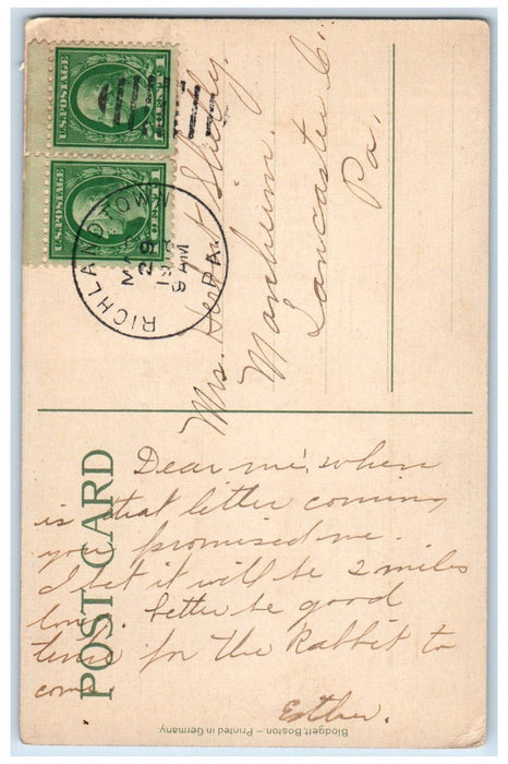 1918 Happy Easter White Flowers Richlandtown Pennsylvania PA Antique Postcard