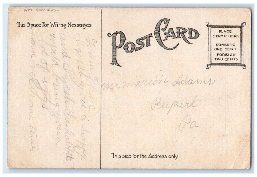c1910's Happy Easter Chicks Art Nouveau Rupert Pennsylvania PA Antique Postcard