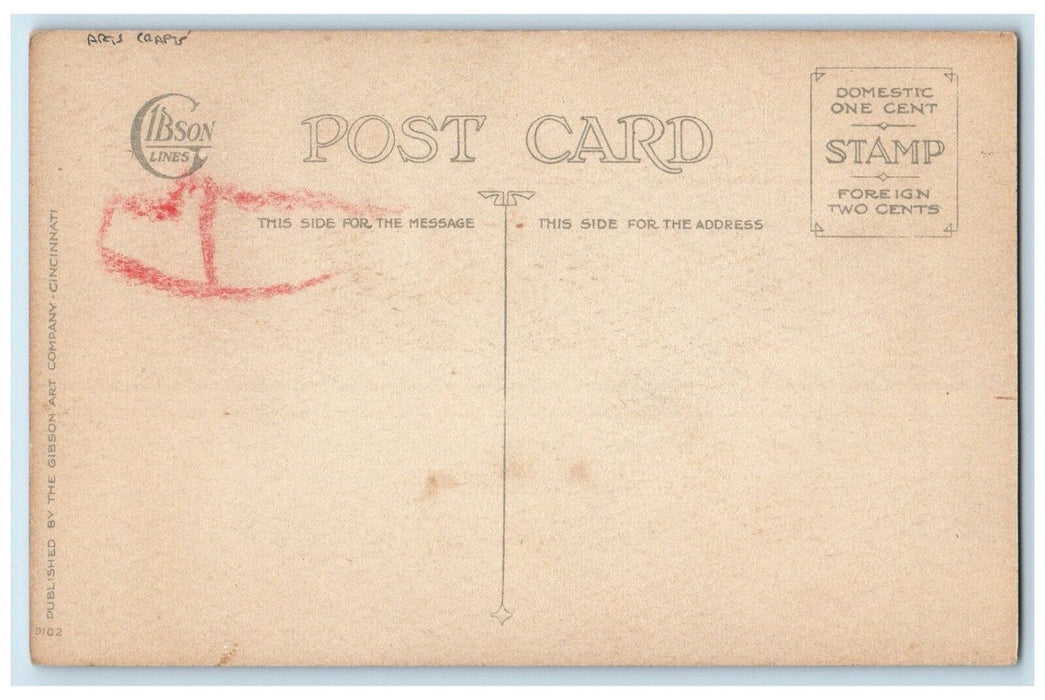 c1910's Joyful Easter Day Flowers Arts Crafts Gibson Unposted Antique Postcard