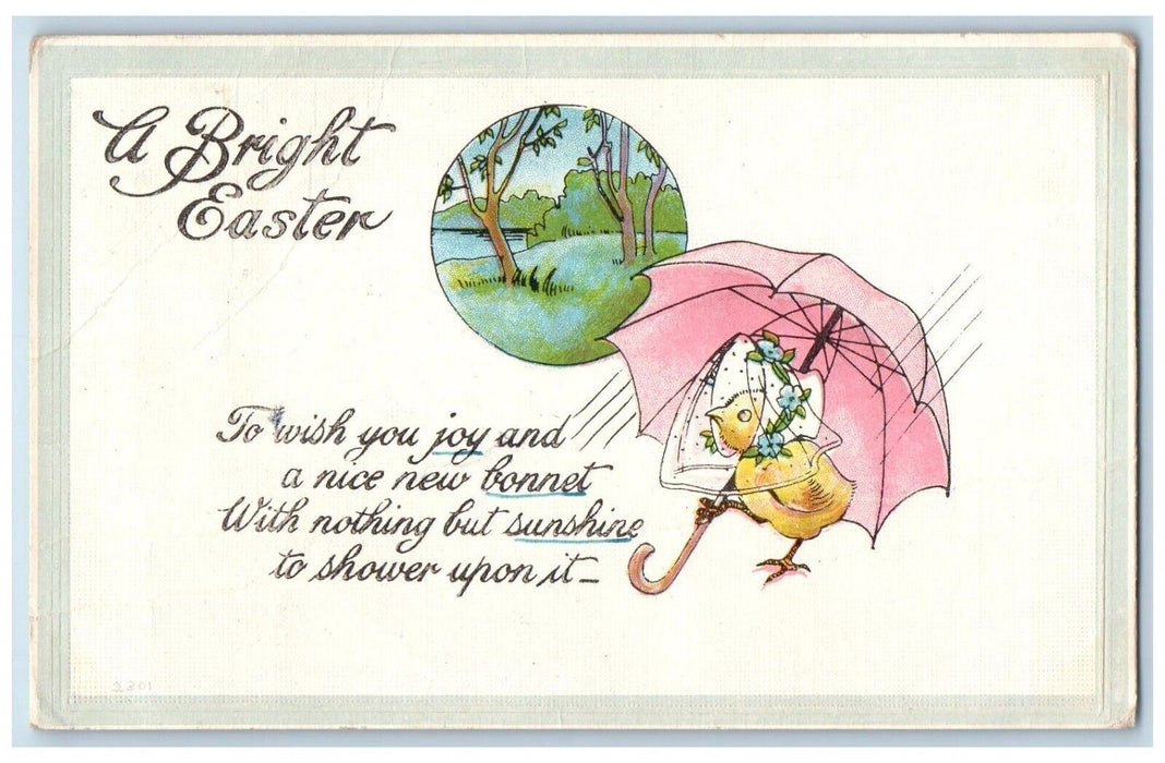 1917 Easter Anthropomorphic Chicks Bonnet Umbrella Thomasville PA Postcard