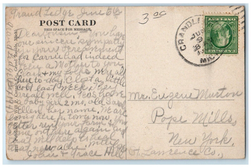 c1910 North Side School Grand Ledge Michigan MI Antique Posted Postcard
