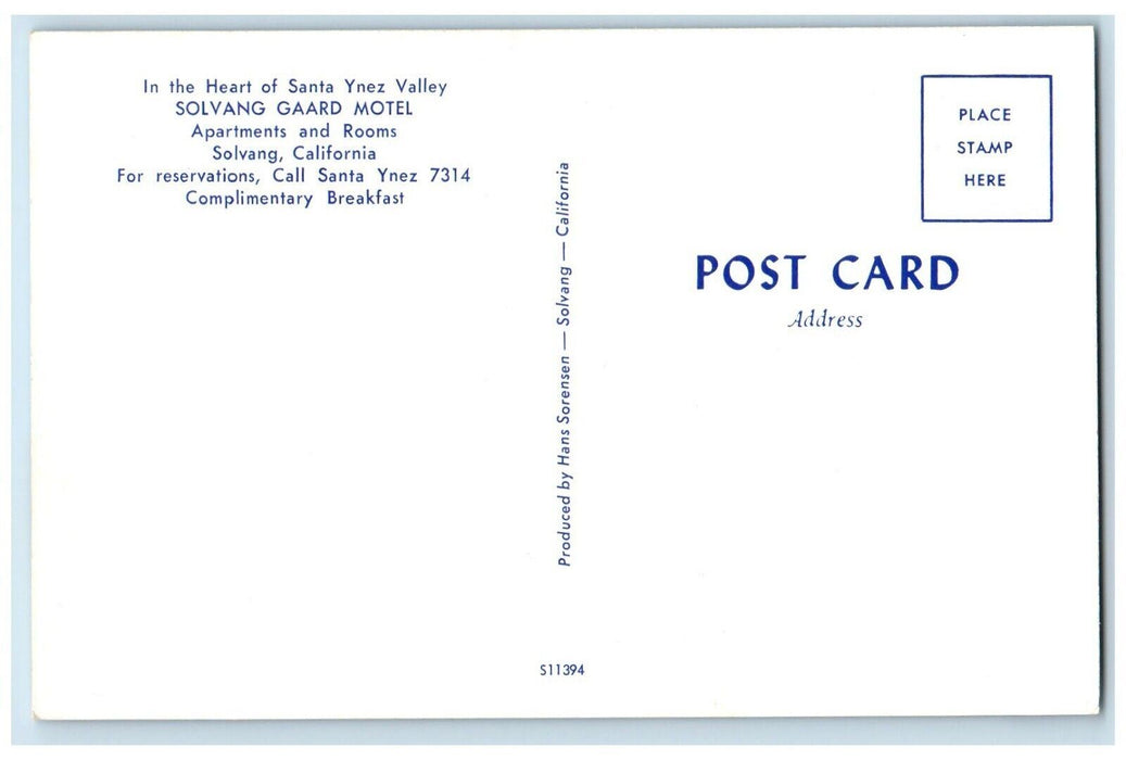 c1960 Heart Santa Ynez Valley Solvang Gaard Motel Solvang California CA Postcard