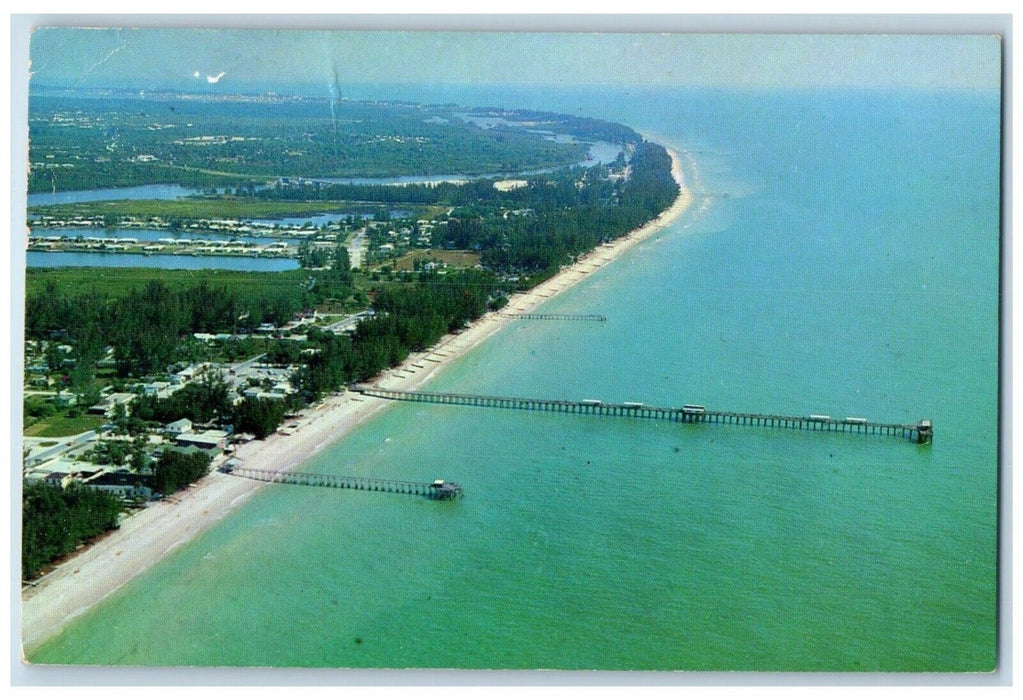 1963 Indian Rocks Beach Florida's Gulf Mexico Shore Big Fishing Pier FL Postcard