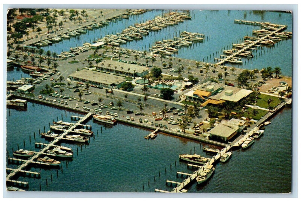 1961 Magnificent Air View Bahia Mar Yacht Basin Ft. Lauderdale Florida Postcard
