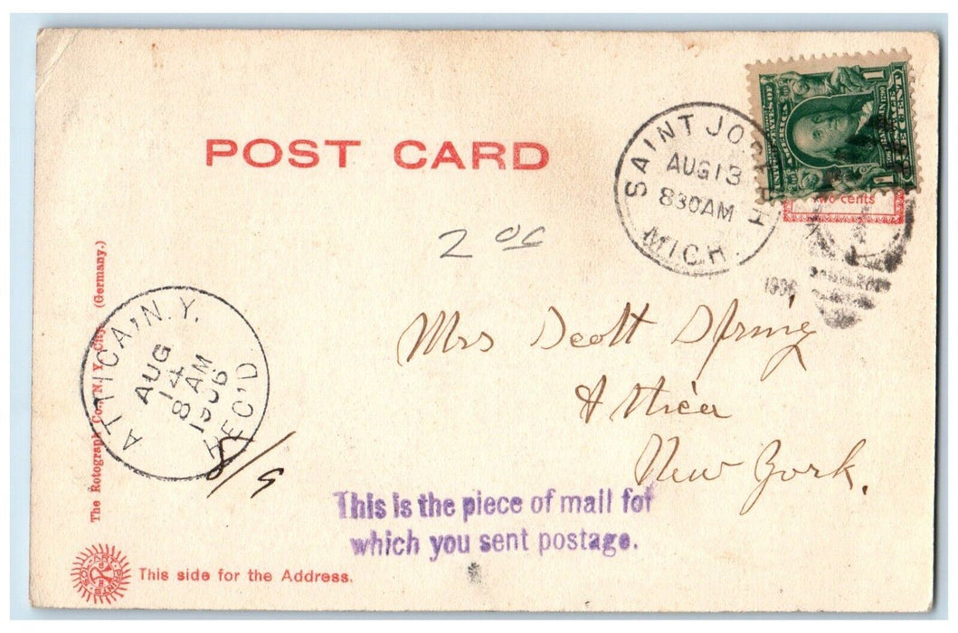 1906 Cannon Lake Boulevard St Joseph Michigan Attica New York Antique Postcard