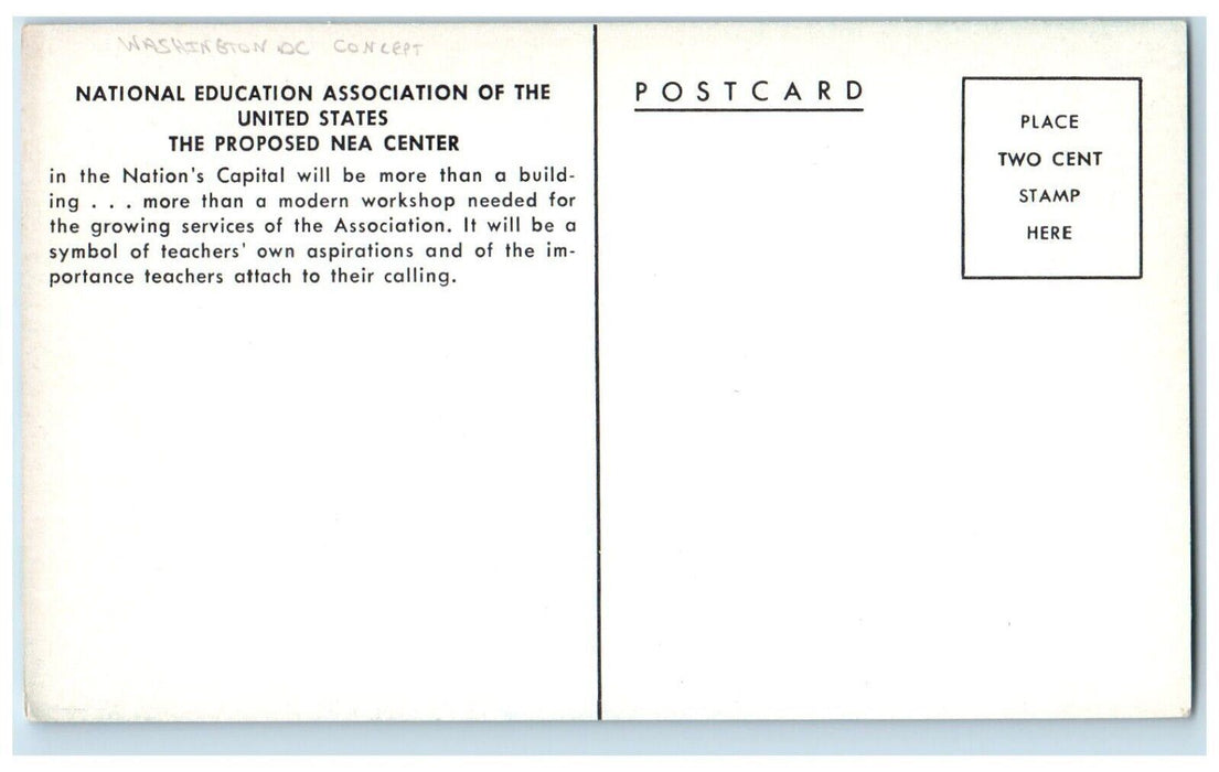 c1940 National Education Association Proposed Nea Center Washington DC Postcard