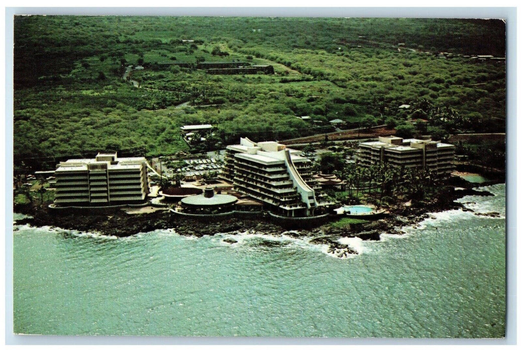 1973 Aerial Spectacular Kona Hilton Sea-Washed Coast Orchid Isle Hawaii Postcard