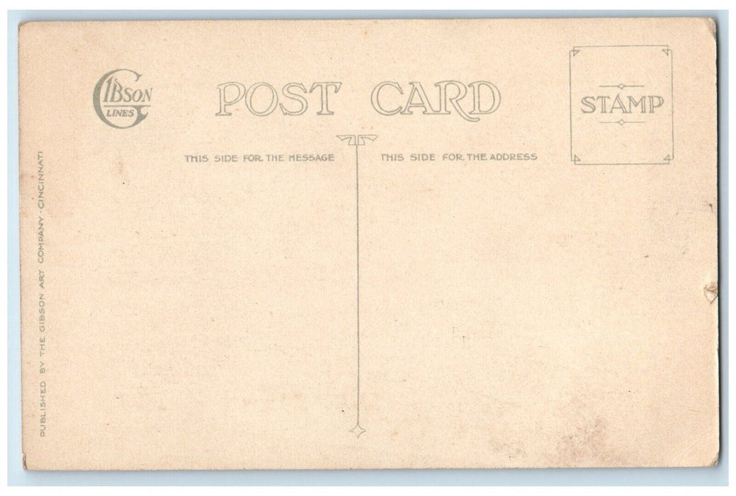 c1910's Christmas Greetings Pine Cone Religious Gibson Unposted Antique Postcard