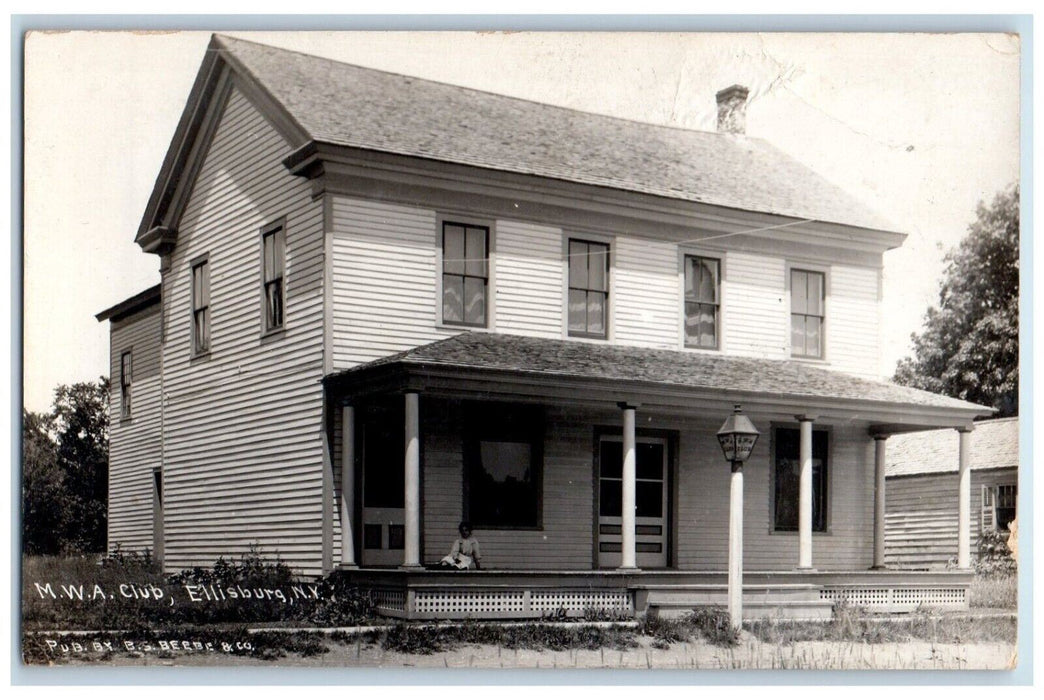 1909 M.W.A. Club View Child Girl Ellisburg New York NY RPPC Photo Postcard
