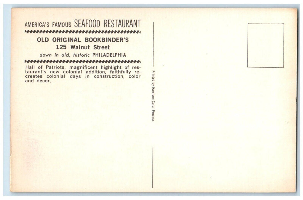 c1960 America's Famous Seafood Restaurant Walnut Street Philadelphia PA Postcard