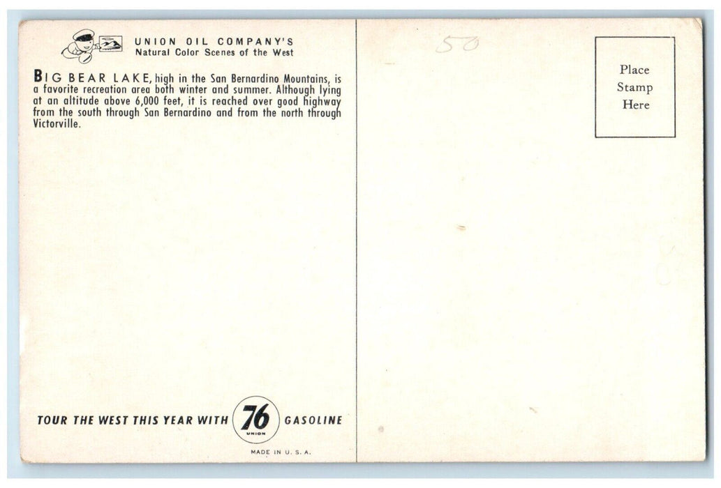 c1960 Union Oil Company's Big Bear San Bernardino Mountains California Postcard