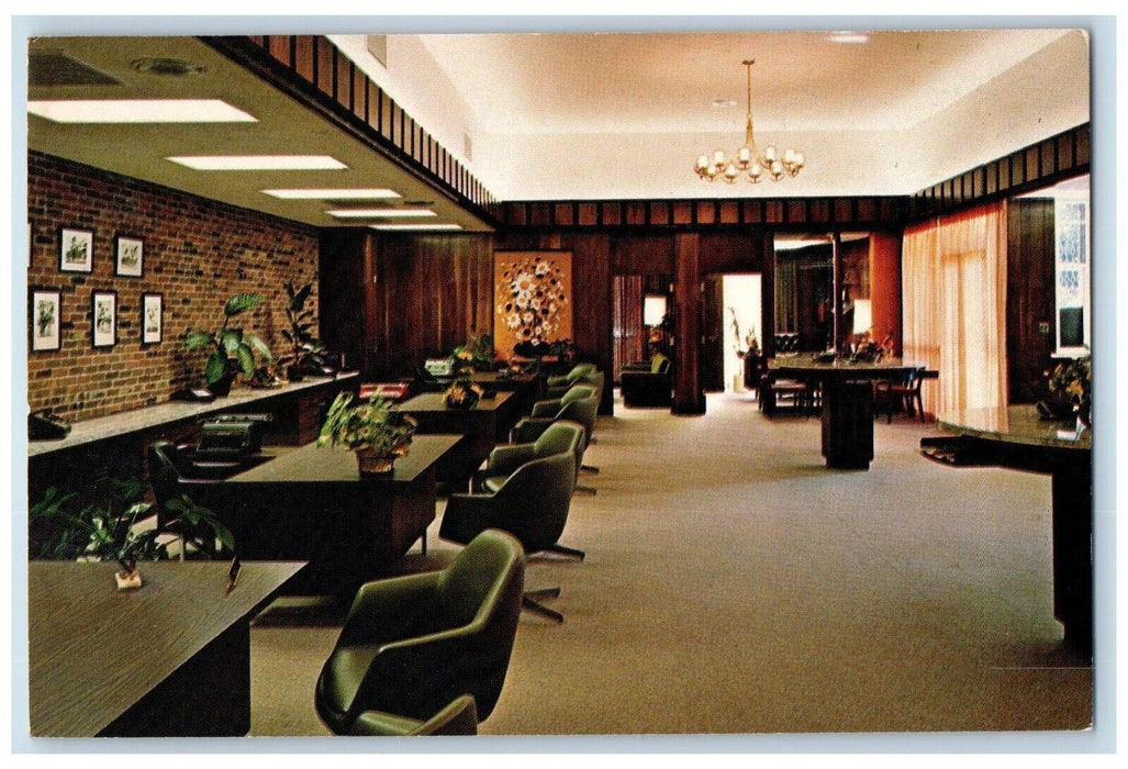 c1960 Kansas State Bank Conference Room President Office Holton Kansas Postcard