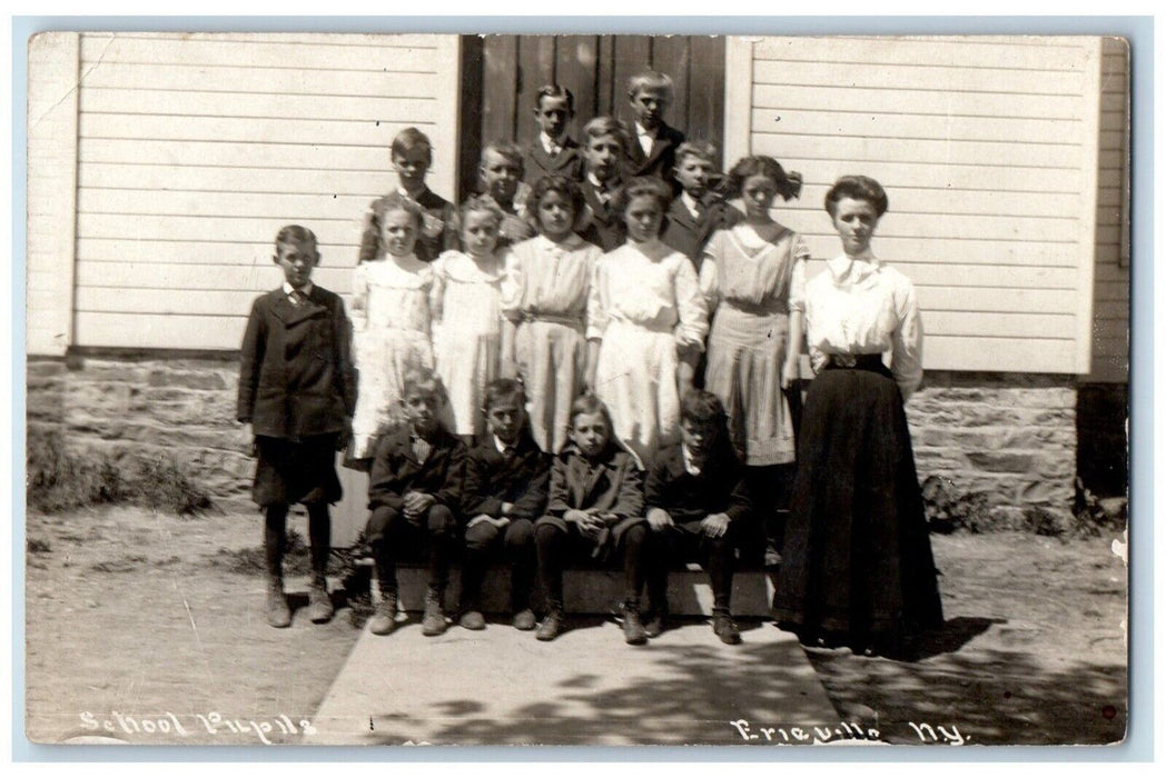 c1910's School Pupils Students Teacher Erieville New York NY RPPC Photo Postcard