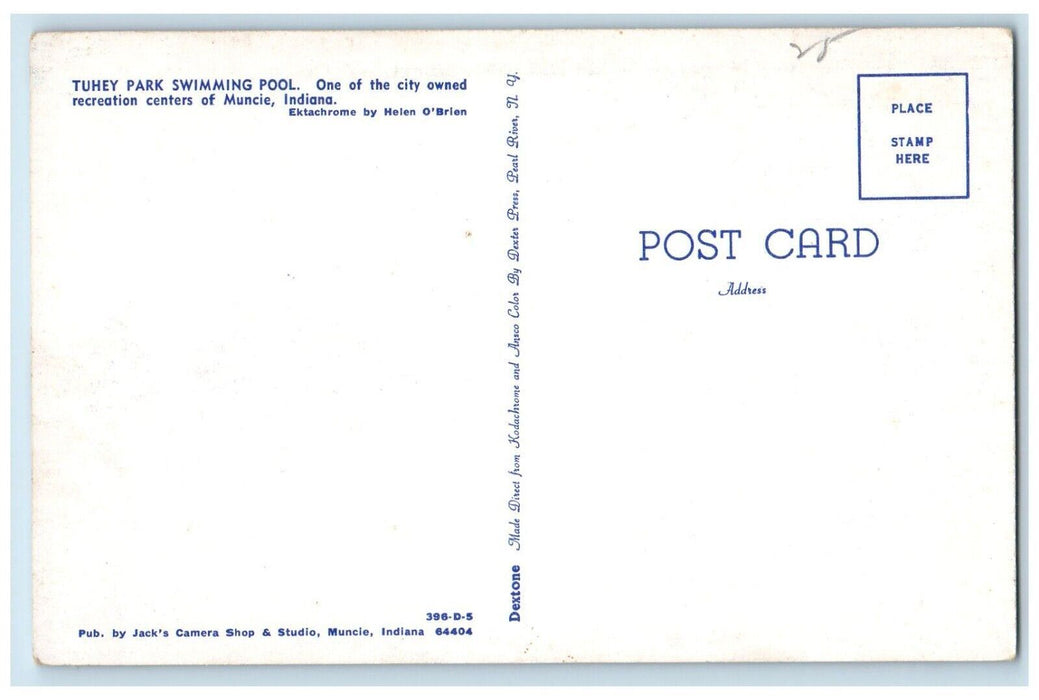 c1960 Tuhey Park Swimming Pool City Recreation Centers Muncie Indiana Postcard