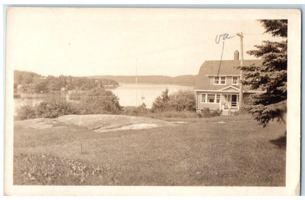 c1920's Residence Damariscotta River View South Bristol ME RPPC Photo Postcard