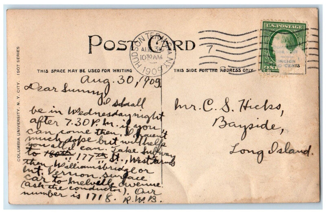 1909 Columbia University Residence Halls View New York NY RPPC Photo Postcard