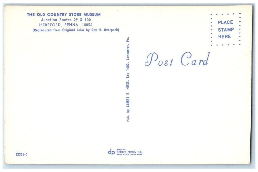 c1960 Old Country Store Museum Junction Routers Hereford Pennsylvania Postcard