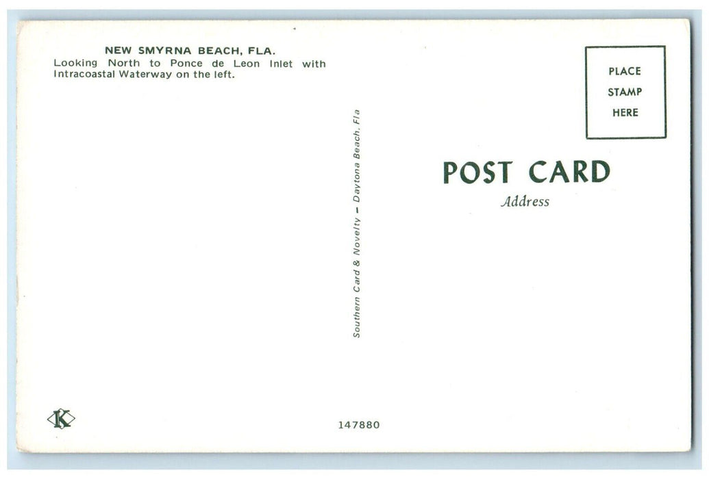 1960 New Smyrna Beach Ponce De Leon Inlet Intracoastal Waterway Florida Postcard