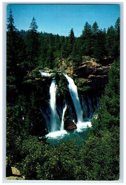 c1960 Burney Falls River Lake Trees Cliff Rock State Park California CA Postcard