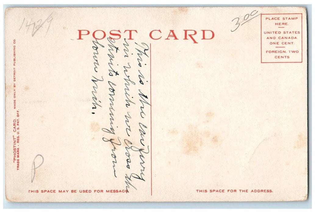 c1910 Car Ferry Sainte Marie Battling Ice Straits Mackinaw Michigan MI Postcard