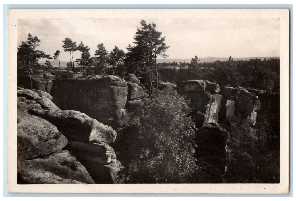 Rocky Cliffside Mountain View Czechoslovakia RPPC Photo Posted Postcard