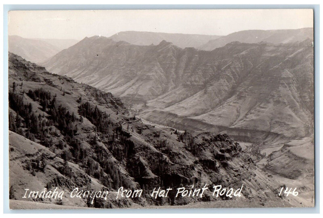 c1940's Imnaha Canyon From Hat Point Road Wallowa County OR RPPC Photo Postcard