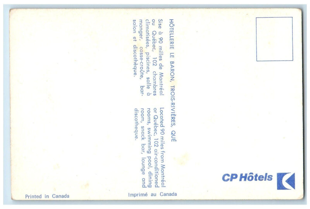 c1960's Hotellerie LE Baron Trois-Rivieres Quebec Canada Multiview Postcard
