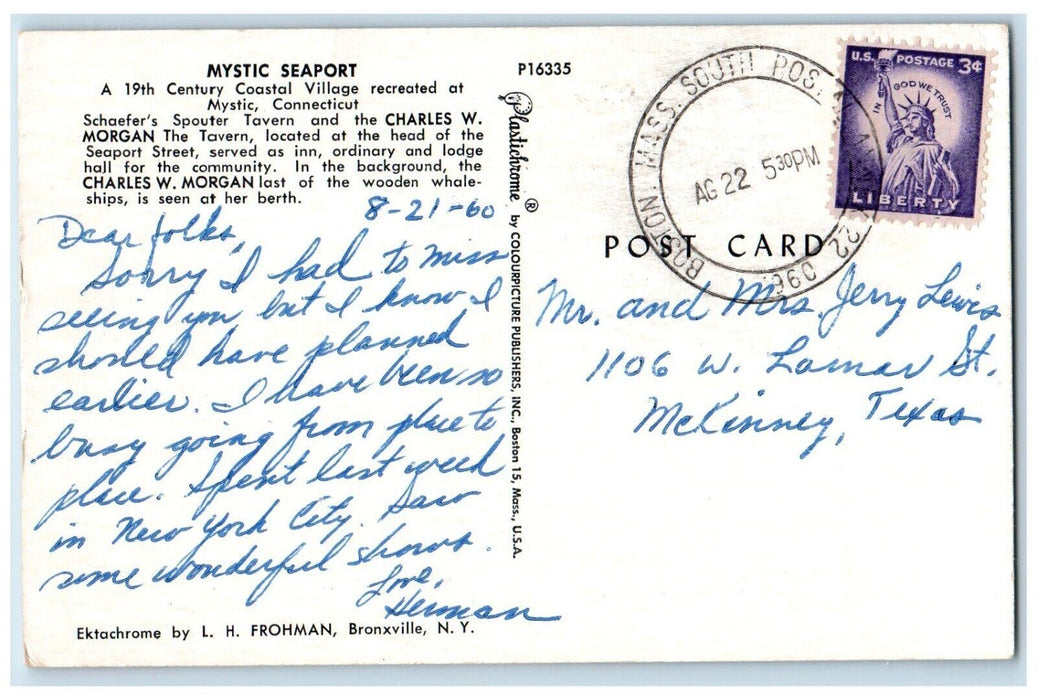 1960 Mystic Resort Coastal Village Recreated at Mystic Connecticut CT Postcard