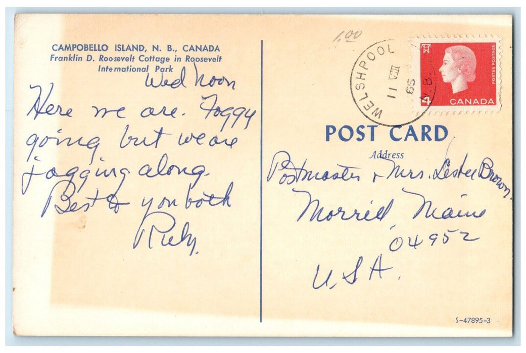 c1950's International Park Campobello Island N.B. Canada Welshpool NB Postcard