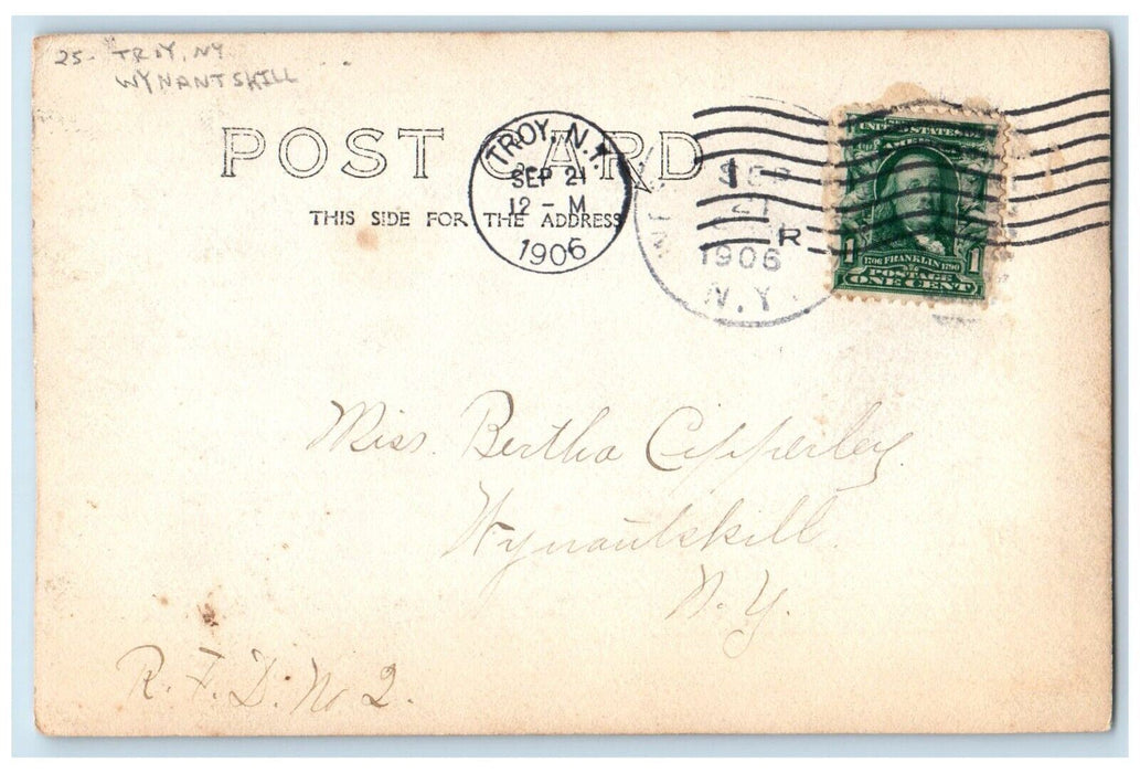 1906 Wynantskill Troy New York NY, Womens Scene Field Trees RPPC Photo Postcard