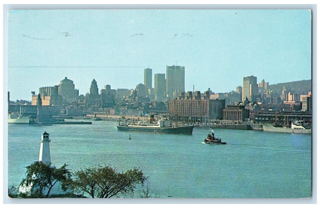 1964 View of Harbour and Skyline from St Helen's Island Montreal Canada Postcard