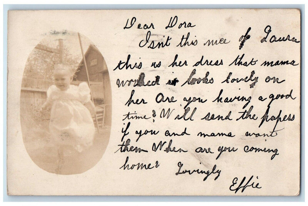 1906 Cute Little Girl Springfield Massachusetts MA Antique RPPC Photo Postcard