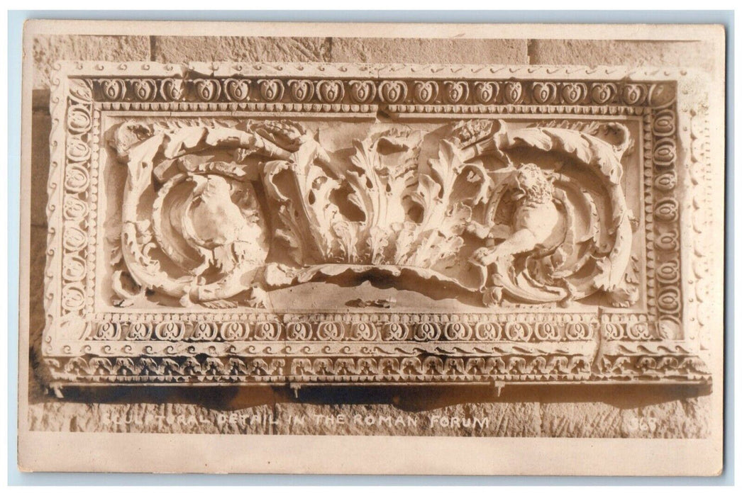 c1910's Sculpture Detail Roman Forum Italy USS Pittsburgh RPPC Photo Postcard