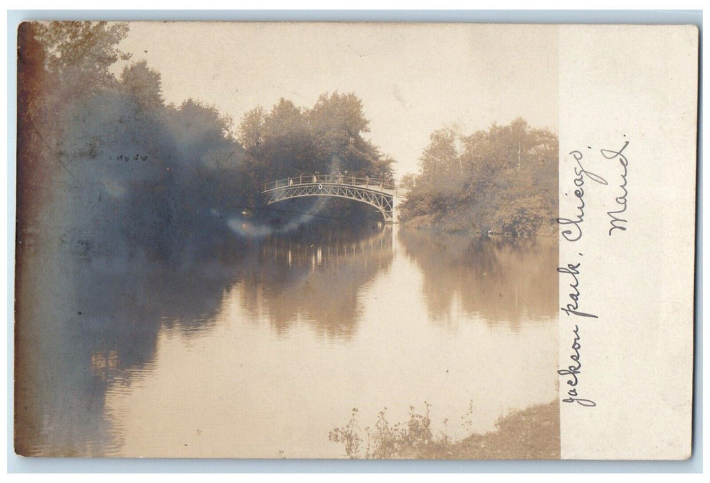 Jackson Park Bridge Chicago Illinois IL, Berkin Height OH RPPC Photo Postcard