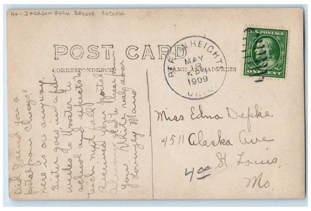 Jackson Park Bridge Chicago Illinois IL, Berkin Height OH RPPC Photo Postcard