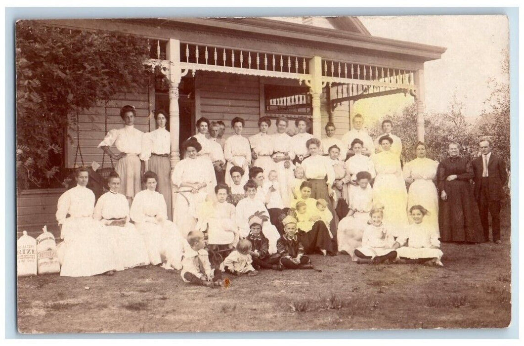 c1910's Crowd Men Women Children Indian Costumes Bellaire OH RPPC Photo Postcard