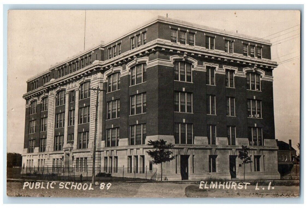1910 Public School Building 89 Elmhurst Long Island NY RPPC Photo Postcard