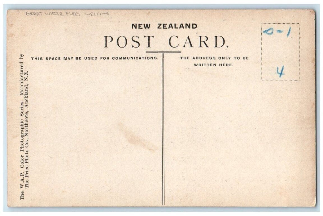 c1907 Great White Fleet Welcome Navy Auckland New Zealand RPPC Photo Postcard