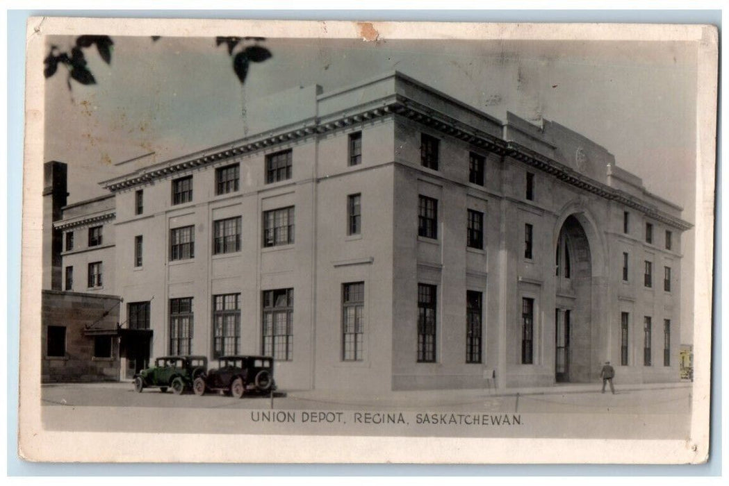 1949 Union Depot View Regina Saskatchewan Canada RPPC Photo Posted Postcard