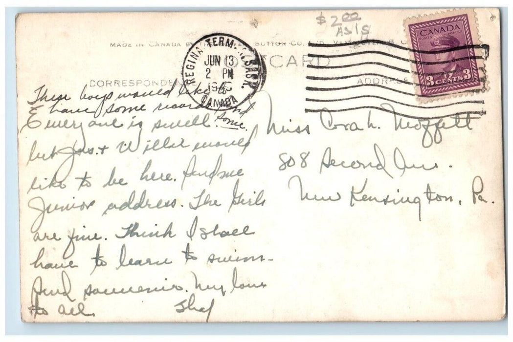 1949 Union Depot View Regina Saskatchewan Canada RPPC Photo Posted Postcard