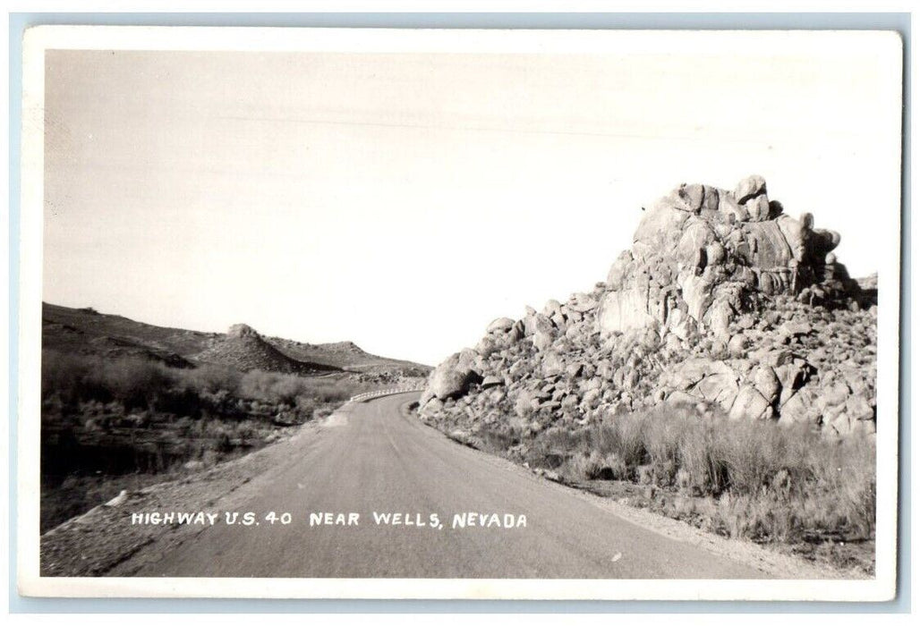 c1940's Highway US 40 Desert View Near Wells Nevada NV RPPC Photo Postcard