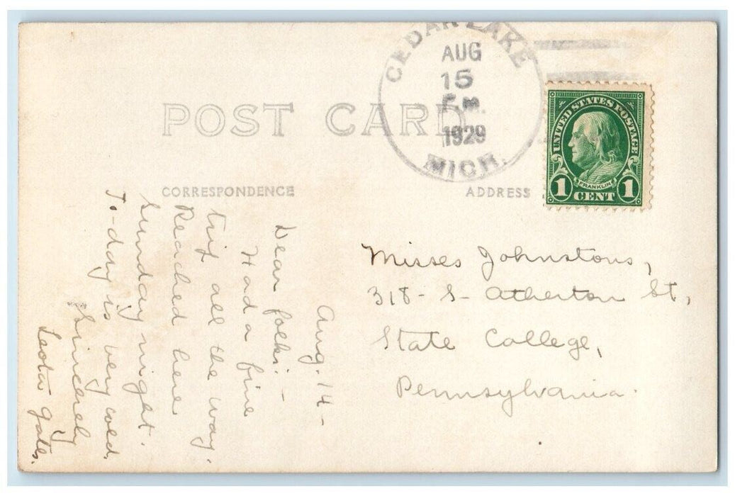 1929 Hood Museum Alma College View Michigan MI RPPC Photo Posted Postcard