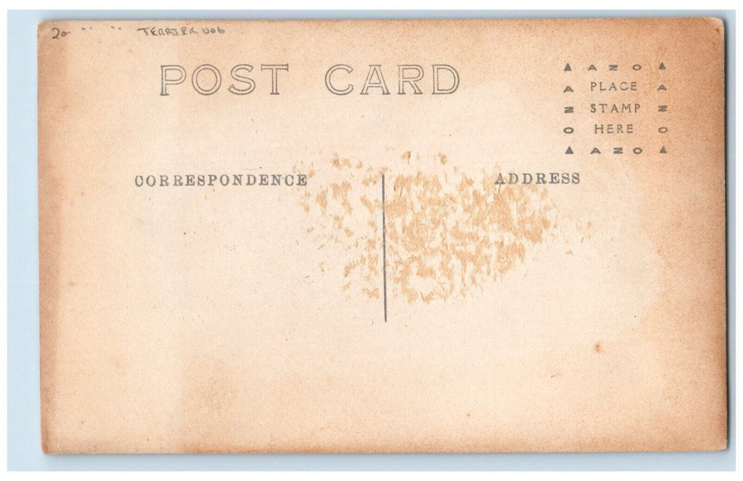 Candid Young Kids Men Goofing Around Terrier Dog Illinois IL RPPC Photo Postcard