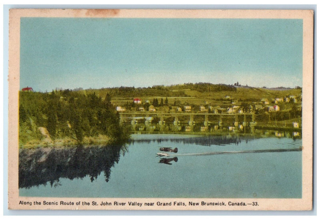 1954 Along The Scenic Route of St. John River Grand Falls NB Canada Postcard