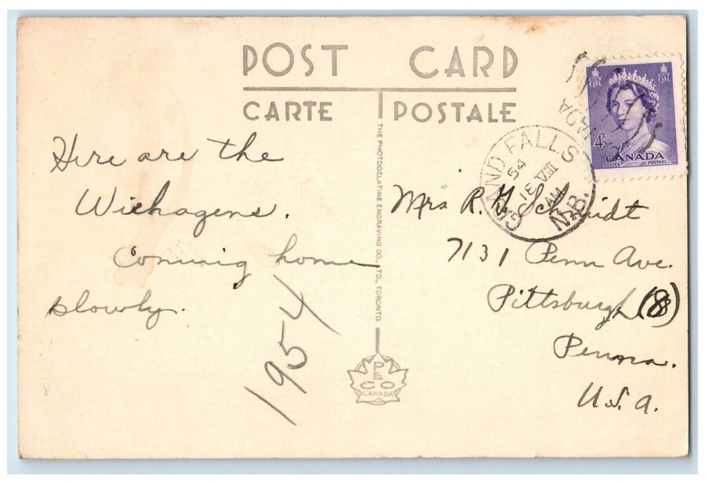 1954 Along The Scenic Route of St. John River Grand Falls NB Canada Postcard