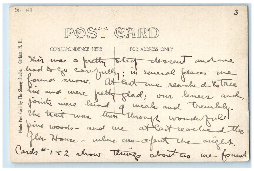 Knee Mt. Jefferson From Great Gulf Trail New Hampshire NH RPPC Photo Postcard